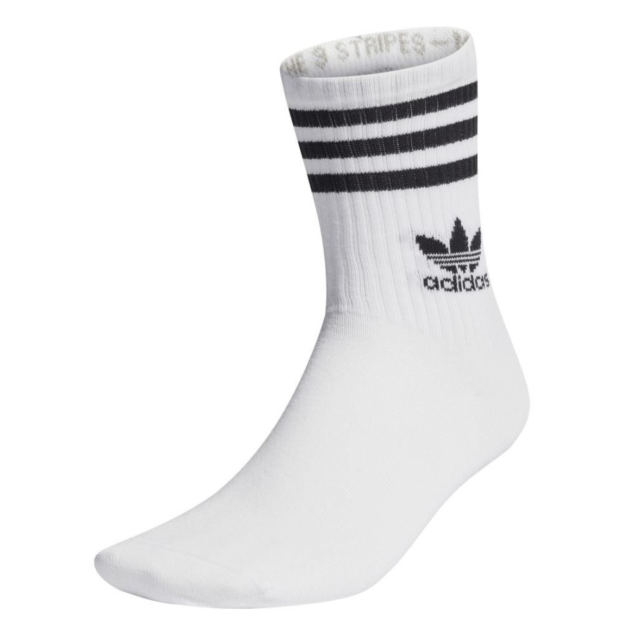 Men Adidas Socks | Adidas Mid Cut Crew Socks 3 Pack Ij0733 - White / Black