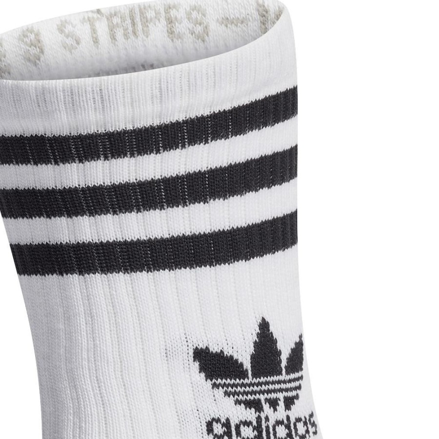 Men Adidas Socks | Adidas Mid Cut Crew Socks 3 Pack Ij0733 - White / Black