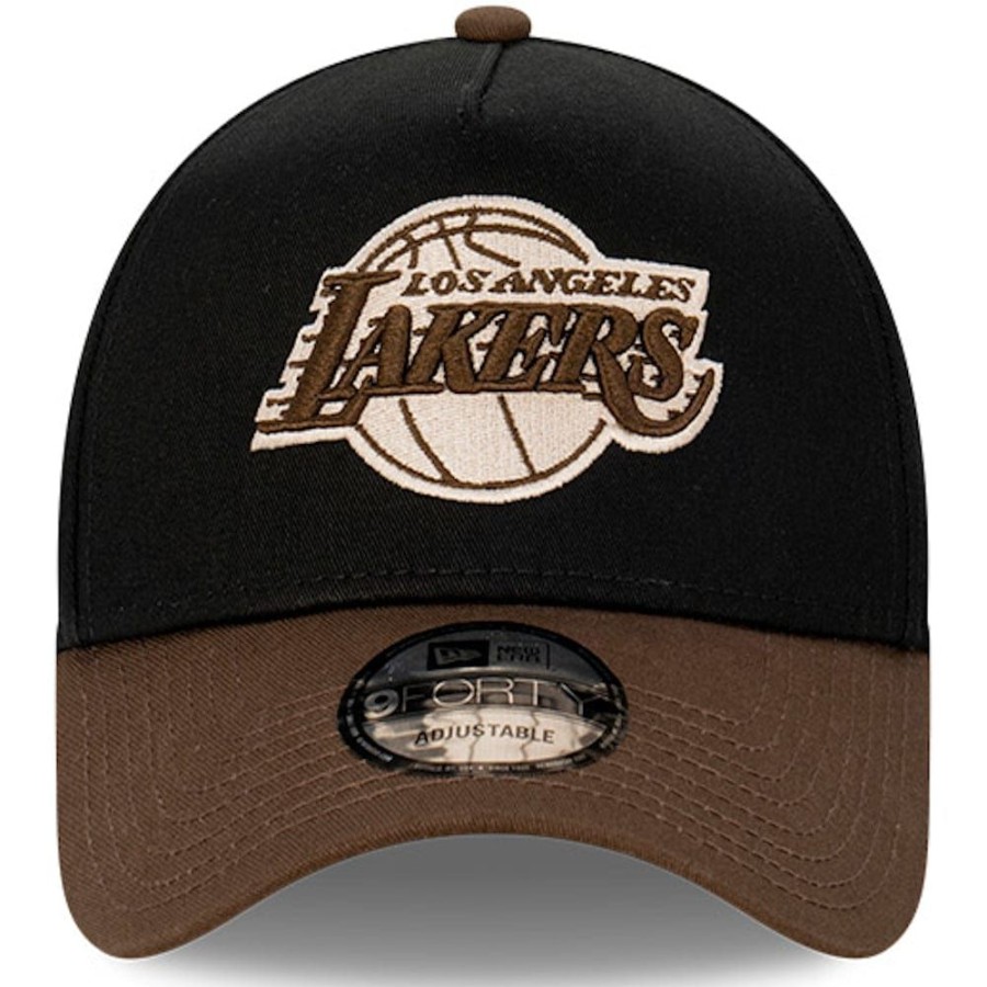 Men New Era Nba Hats | New Era 9Forty A-Frame Grizzly Snapback Los Angeles Lakers - Black / Walnut