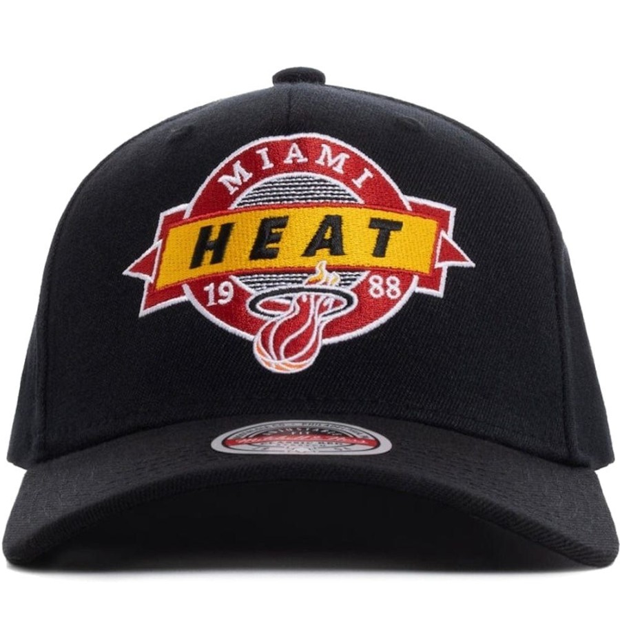 Men Mitchell u0026 Ness Nba Hats | Mitchell & Ness Point Guard Classic Red Snapback Miami Heat - Black