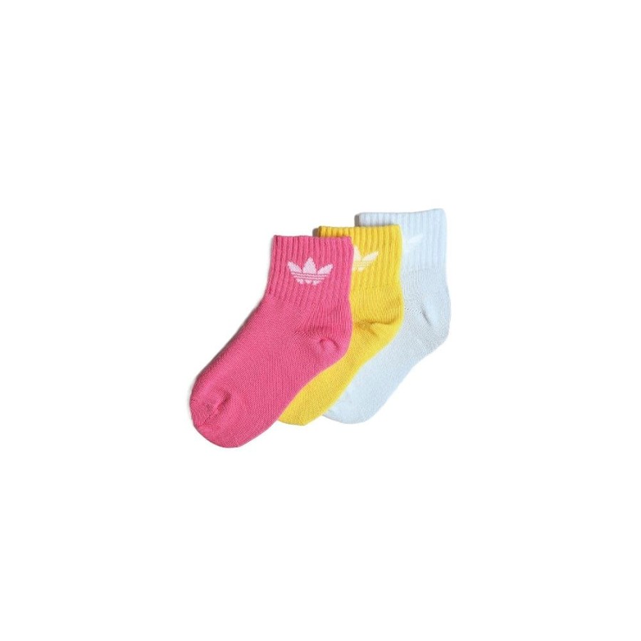 Men Adidas Socks | Adidas Infants Mid Ankle Socks 3 Pack - Blue / Gold / Magenta