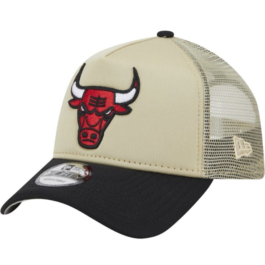 Men New Era Trucker | New Era 9Forty A-Frame All Day Foam Trucker Snapback Chicago Bulls - Beige / Black