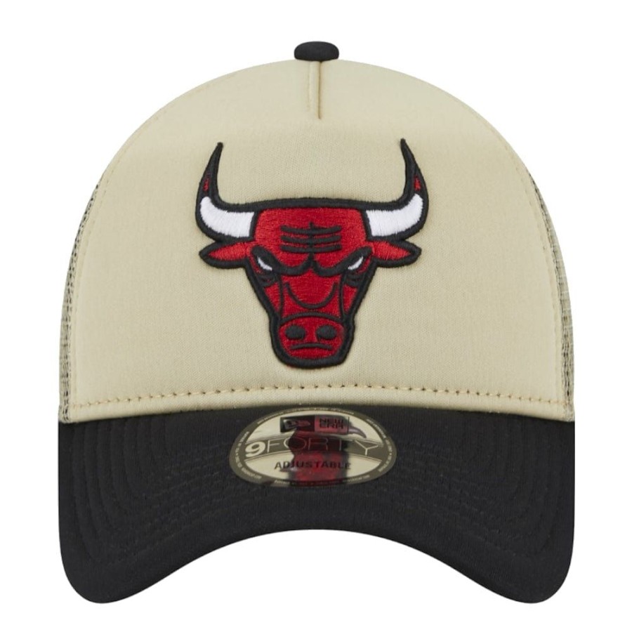 Men New Era Trucker | New Era 9Forty A-Frame All Day Foam Trucker Snapback Chicago Bulls - Beige / Black