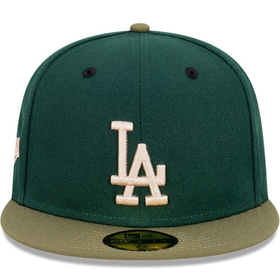 Men New Era Fitted | New Era 59Fifty World Series Collard Greens Fitted Cap Los Angeles Dodgers - Dark Green