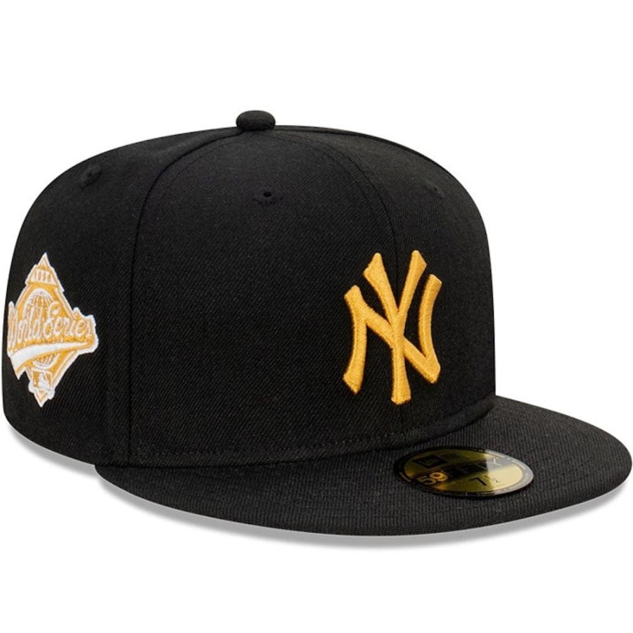 Men New Era Fitted | New Era 59Fifty Chrome Noble Metals Fitted Cap New York Yankees - Black / Cheviot Gold