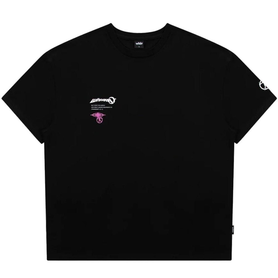 Men WNDRR Tees | Wndrr Outta World Box Fit Tee - Black