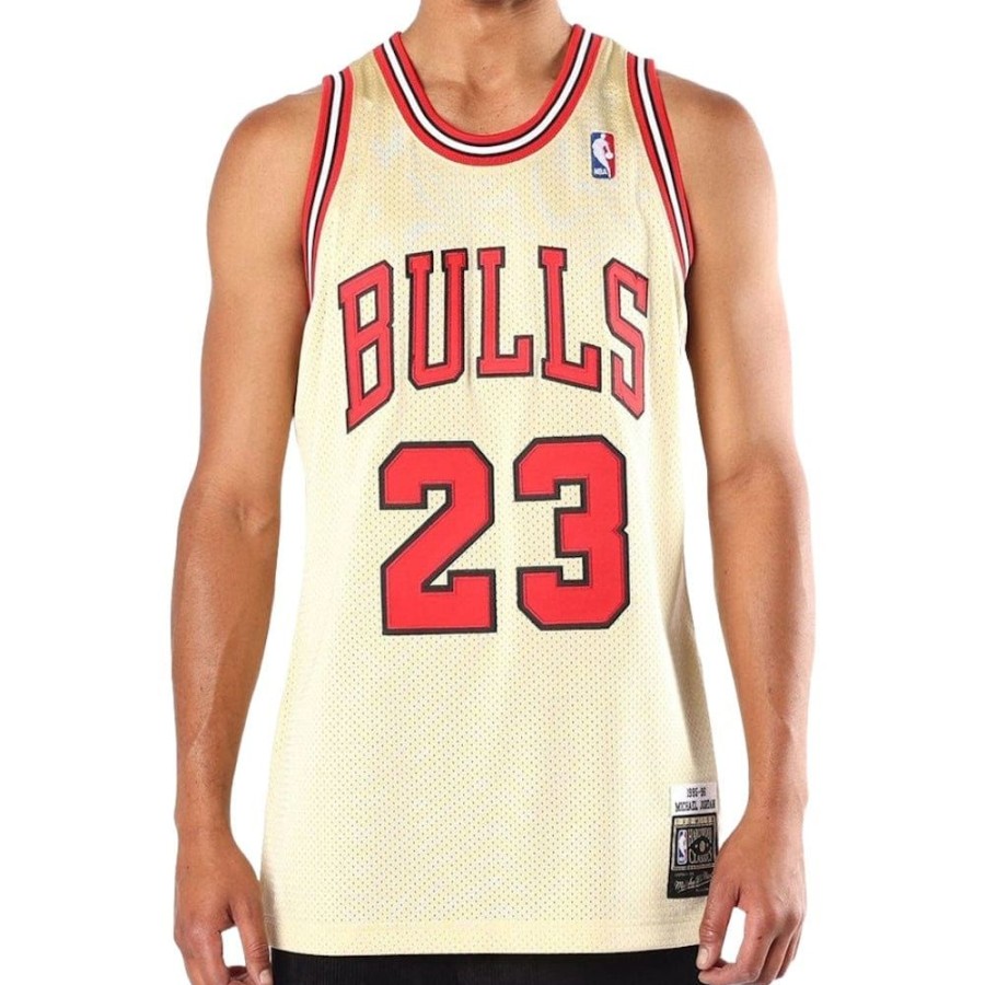 Men Mitchell u0026 Ness Jerseys | Mitchell & Ness Authentic Jersey Chicago Bulls Michael Jordan Alt 95/96 - Gold