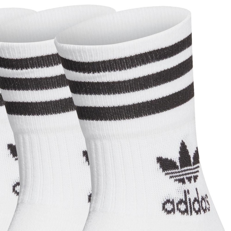 Men Adidas Socks | Adidas Mid Cut Crew Socks 3 Pack Gd3575 - White / Black