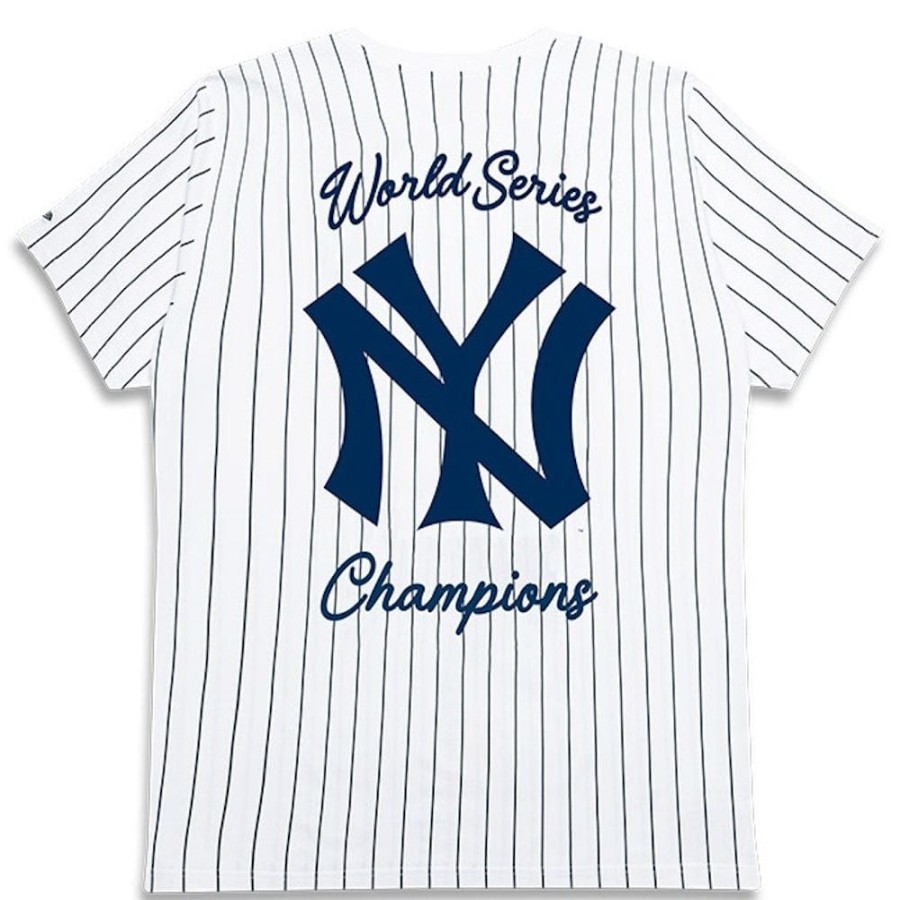 Men New Era Mlb Clothing | New Era Pinstripe Champions Oversize Tee New York Yankees - White / Navy