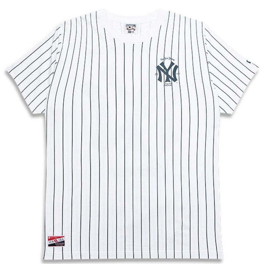 Men New Era Mlb Clothing | New Era Pinstripe Champions Oversize Tee New York Yankees - White / Navy