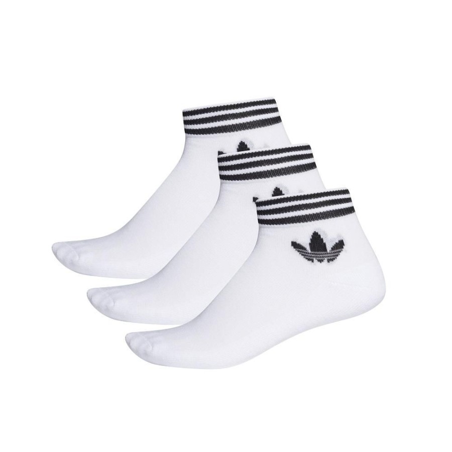 Men Adidas Socks | Adidas Trefoil Ankle Sock 3 Pack - White