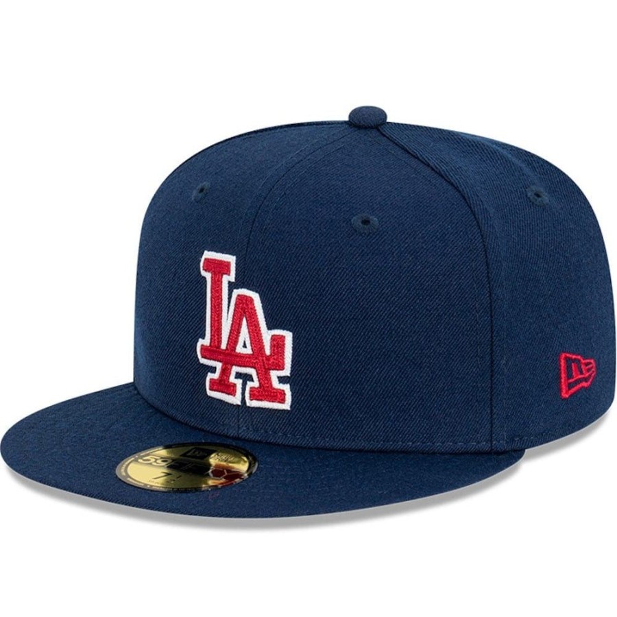 Men New Era Mlb Hats | New Era 59Fifty Chain Stitch Fitted Cap Los Angeles Dodgers - Blue / Cardinal