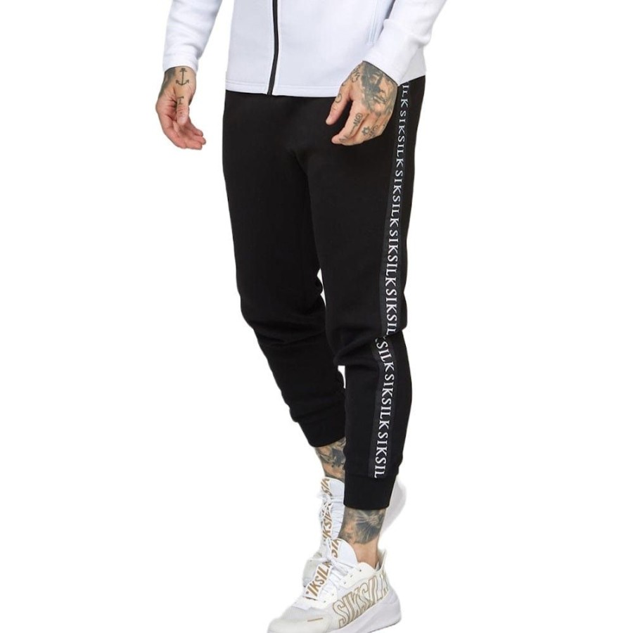 Men SikSilk Pants & Jeans | Siksilk Taped Jogger - Black