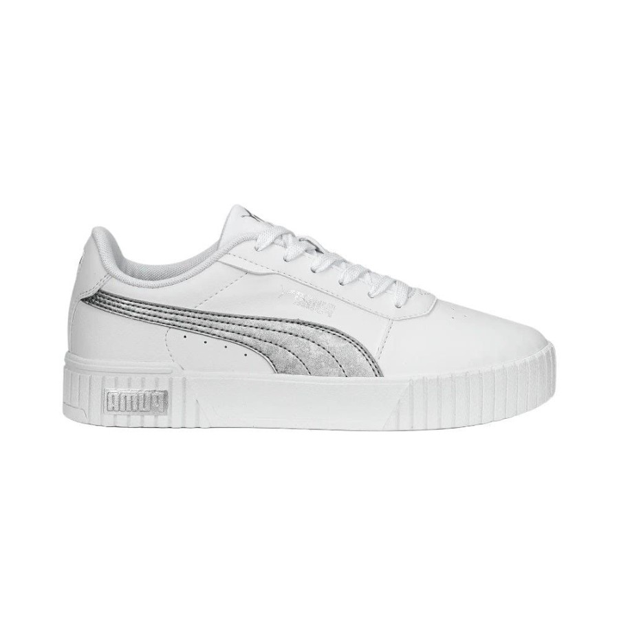 Women Puma Puma | Puma Womens Carina 2.0 Space Metallics - White / Matte Silver