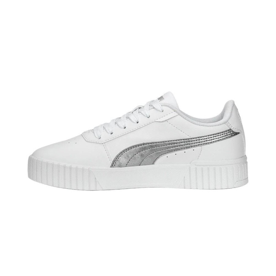 Women Puma Puma | Puma Womens Carina 2.0 Space Metallics - White / Matte Silver