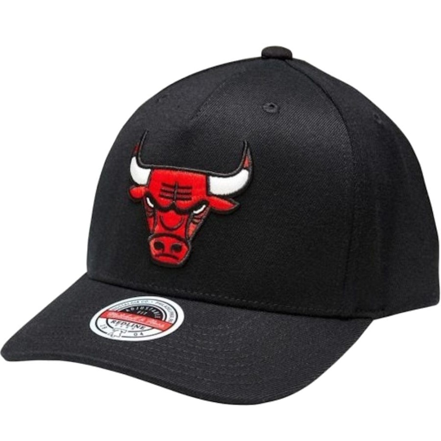 Men Mitchell u0026 Ness Nba Hats | Mitchell & Ness Team Colour Logo Classic Redline Stretch Snapback Chicago Bulls - Black