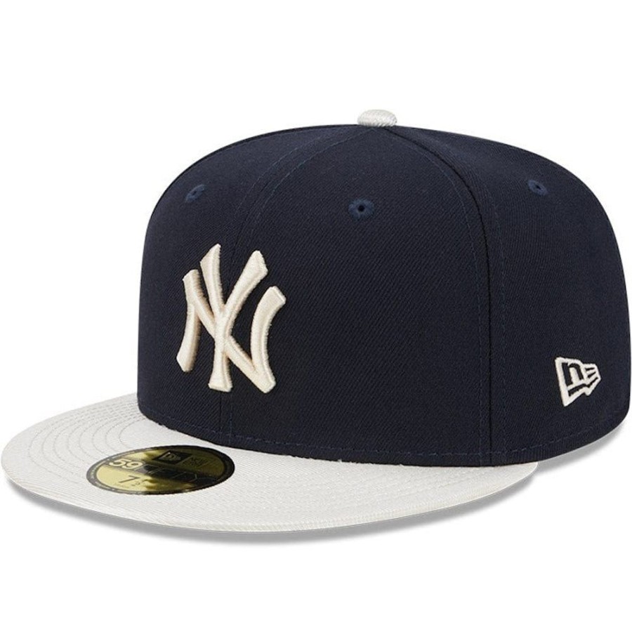 Men New Era Fitted | New Era 59Fifty Team Shimmer Fitted Cap New York Yankees - Navy / White