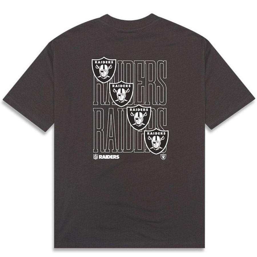 Men New Era Nfl Clothing | New Era American Classics Stacked Oversize Tee Las Vegas Raiders - Charcoal