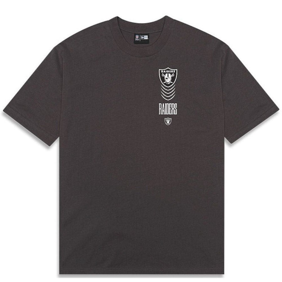 Men New Era Nfl Clothing | New Era American Classics Stacked Oversize Tee Las Vegas Raiders - Charcoal