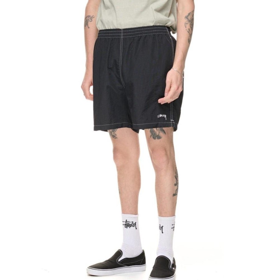 Men Stussy Shorts | Stussy Contrast Stitching Water Short - Black