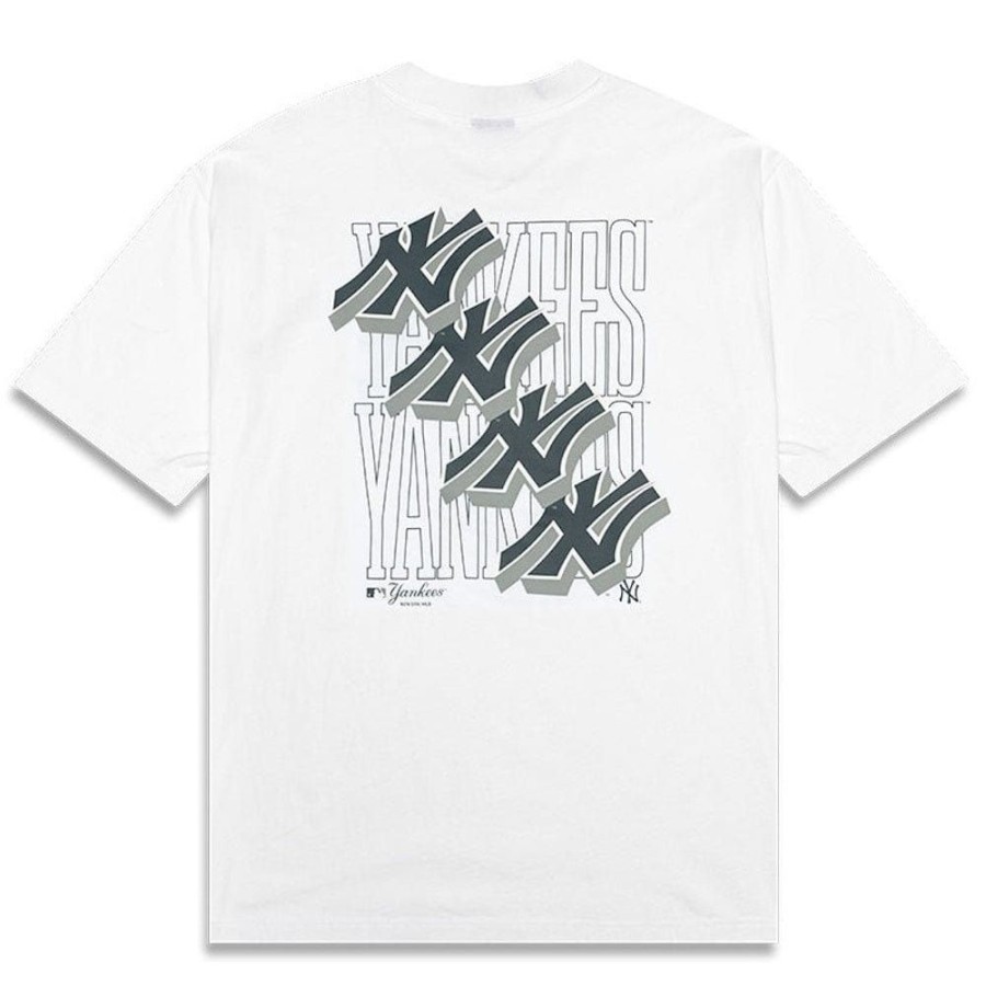 Men New Era Mlb Clothing | New Era American Classics Stacked Oversize Tee New York Yankees - White