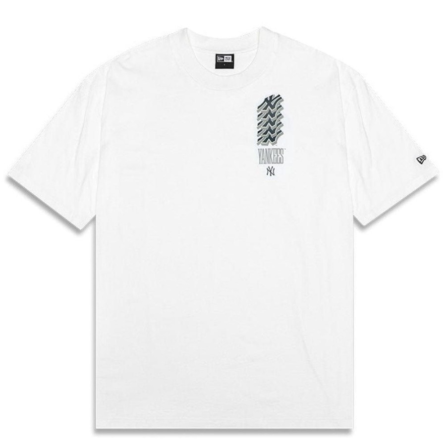 Men New Era Mlb Clothing | New Era American Classics Stacked Oversize Tee New York Yankees - White