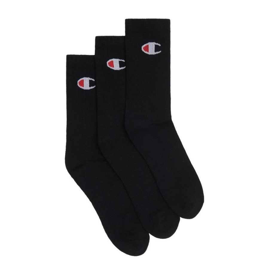 Men Champion Socks | Champion Sps C Logo Crew Sock 3 Pack - Black