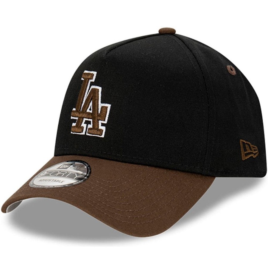 Men New Era Mlb Hats | New Era 9Forty A-Frame Grizzly Snapback Los Angeles Dodgers - Black / Walnut