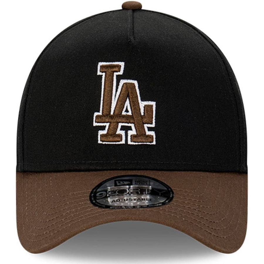 Men New Era Mlb Hats | New Era 9Forty A-Frame Grizzly Snapback Los Angeles Dodgers - Black / Walnut