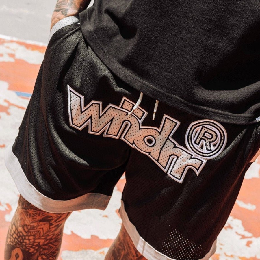 Men WNDRR Shorts | Wndrr Offcut Court Short - Black / Grey