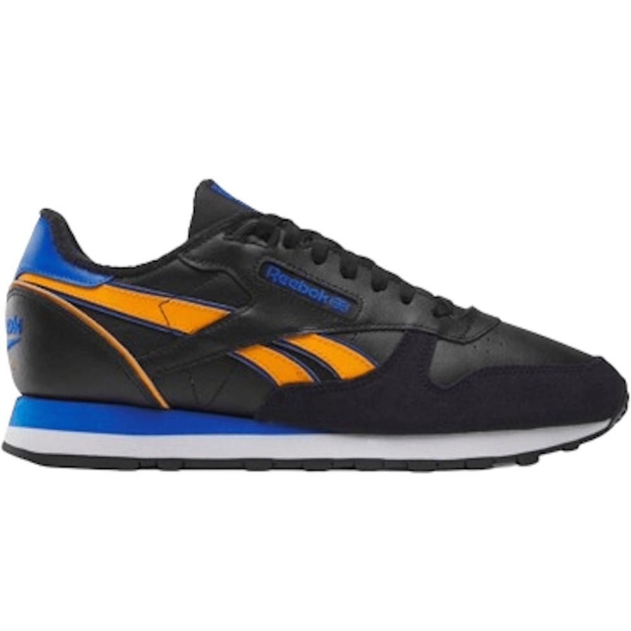 Men Reebok Reebok | Reebok Classic Leather - Black / Shocking Orange / Electric Cobalt