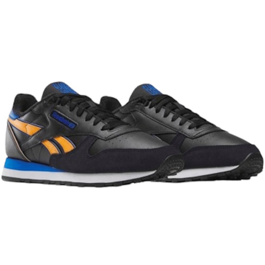 Men Reebok Reebok | Reebok Classic Leather - Black / Shocking Orange / Electric Cobalt