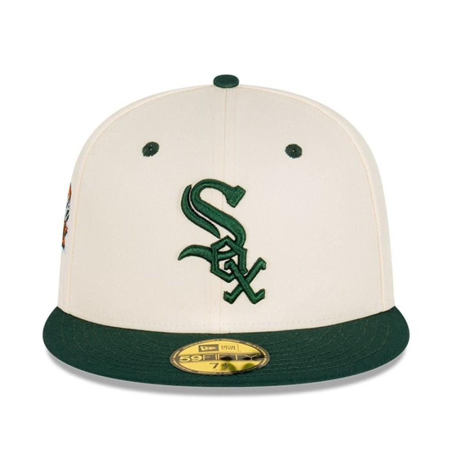 Men New Era Fitted | New Era 59Fifty Fitted Cap Chicago White Sox - Chrome White / Dark Green