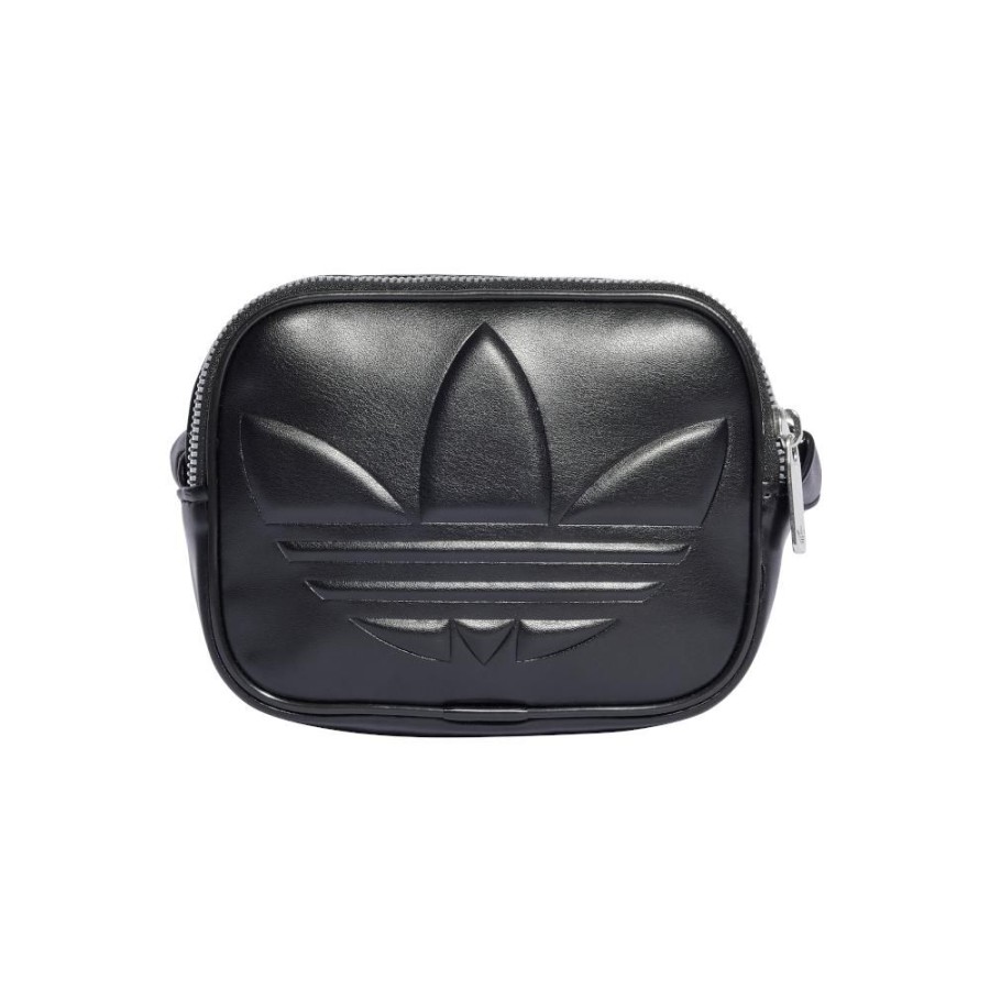 Men Adidas Bags | Adidas Pu Embossed Trefoil Mini Airliner - Black