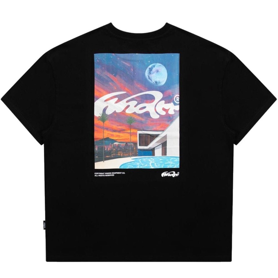 Men WNDRR Tees | Wndrr Hotel Pool Box Fit Tee - Black