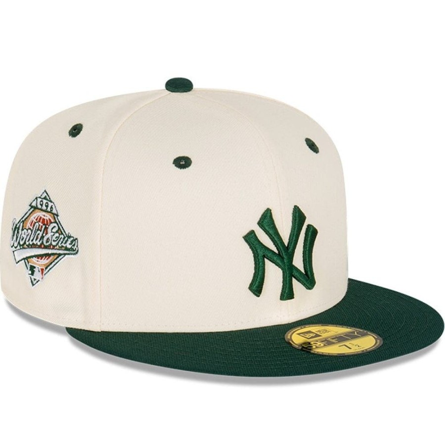 Men New Era Mlb Hats | New Era 59Fifty Fitted Cap New York Yankees - Chrome White / Dark Green