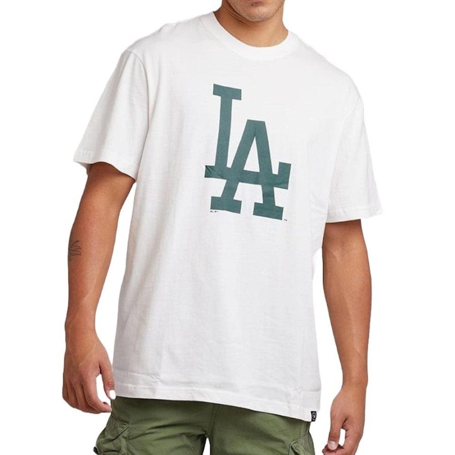 Men Majestic Athletic Mlb Clothing | Majestic Athletic Large Logo Tee Los Angeles Dodgers - Vintage White