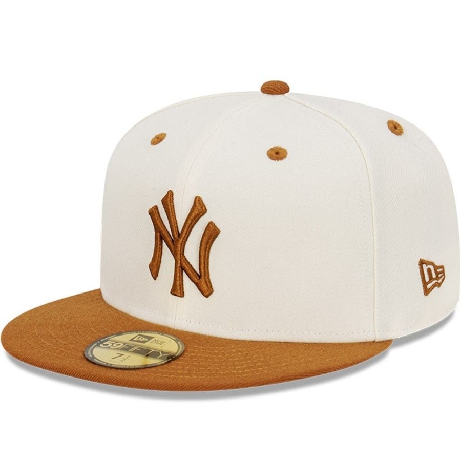 Men New Era Fitted | New Era 59Fifty Peanut Butter Toast Fitted Cap New York Yankees - Chrome White / Toasted Peanut