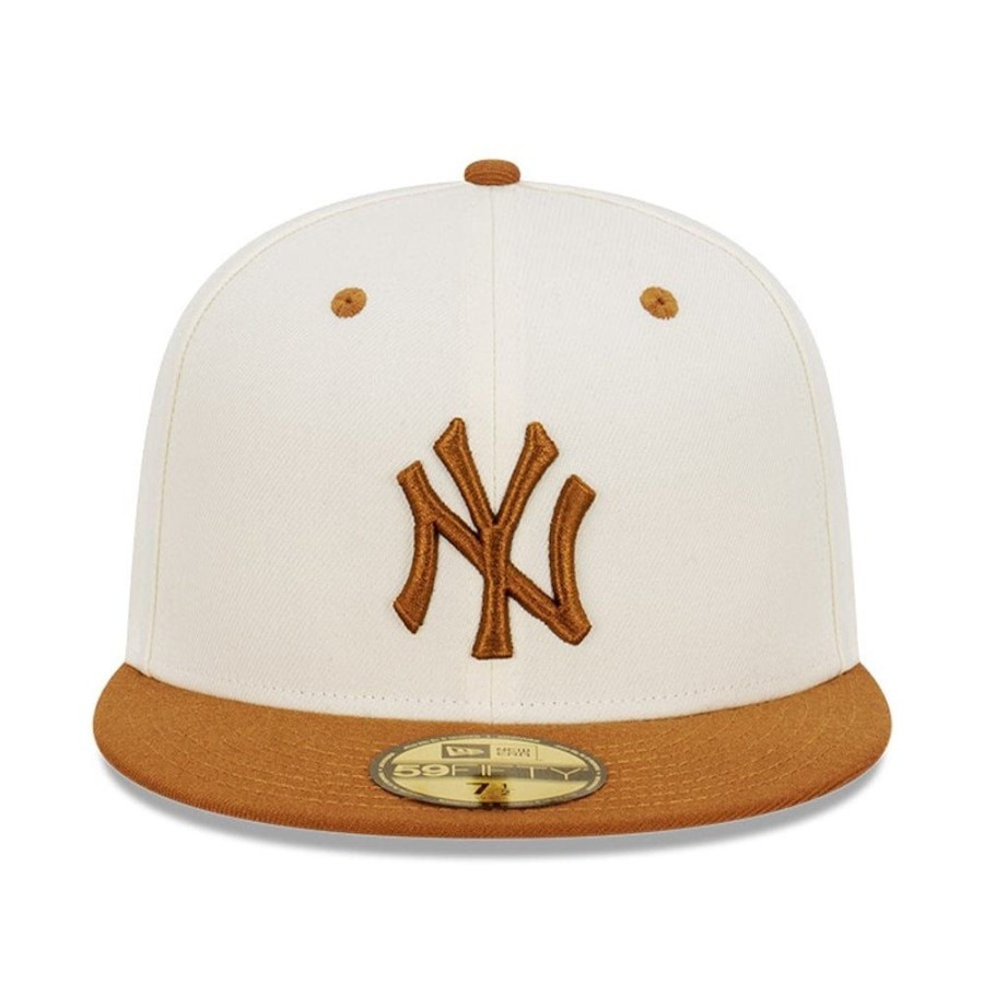 Men New Era Fitted | New Era 59Fifty Peanut Butter Toast Fitted Cap New York Yankees - Chrome White / Toasted Peanut