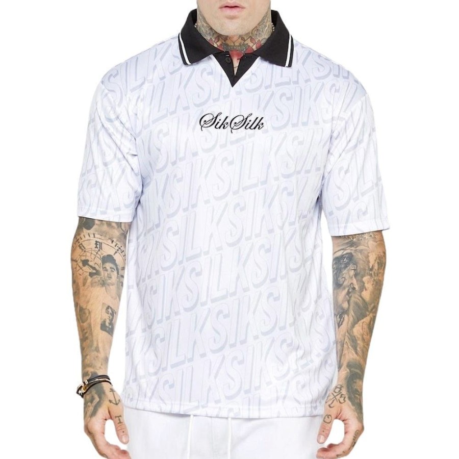 Men SikSilk Jerseys | Siksilk Repeat Logo Football Jersey - White