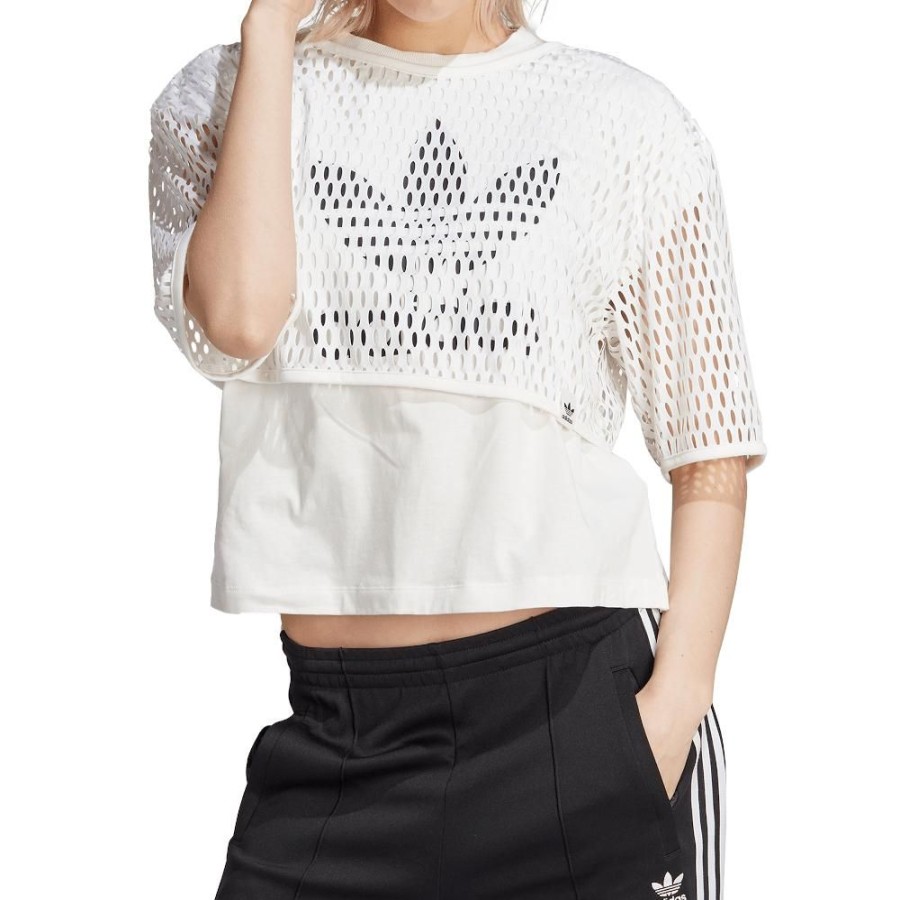 Women Adidas Tops | Adidas Womens Big Logo Tee - Cloud White