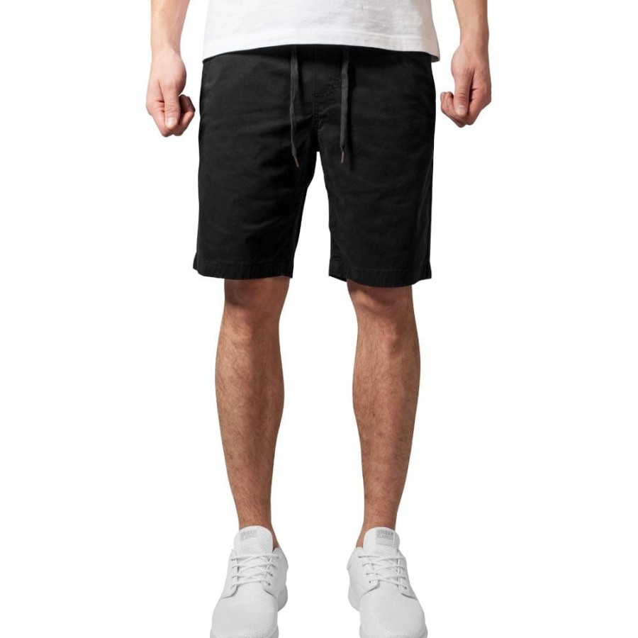 Men Urban Classics Shorts | Urban Classics Stretch Twill Jog Shorts - Black