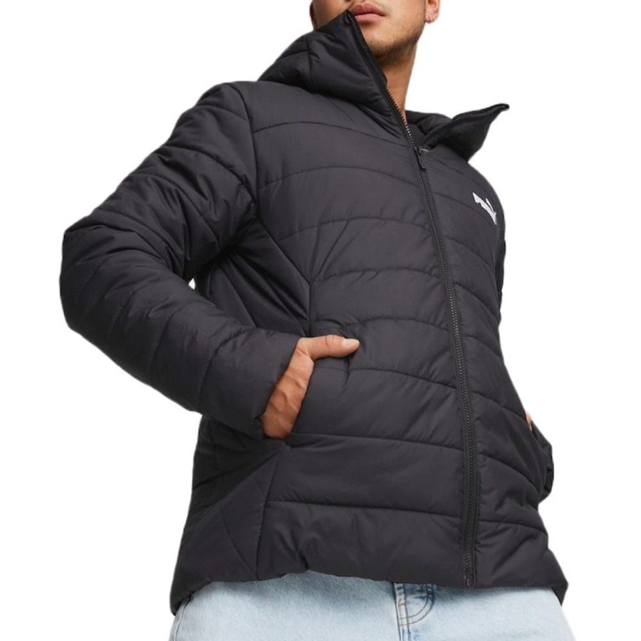 Men Puma Jackets | Puma Ess Hooded Padded Jacket - Black