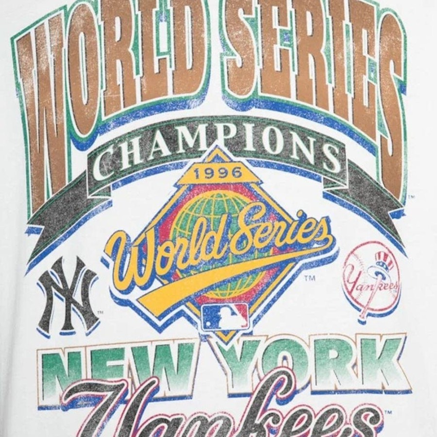 Men Majestic Athletic Mlb Clothing | Majestic Athletic Ws Champions Tee New York Yankees - Vintage White