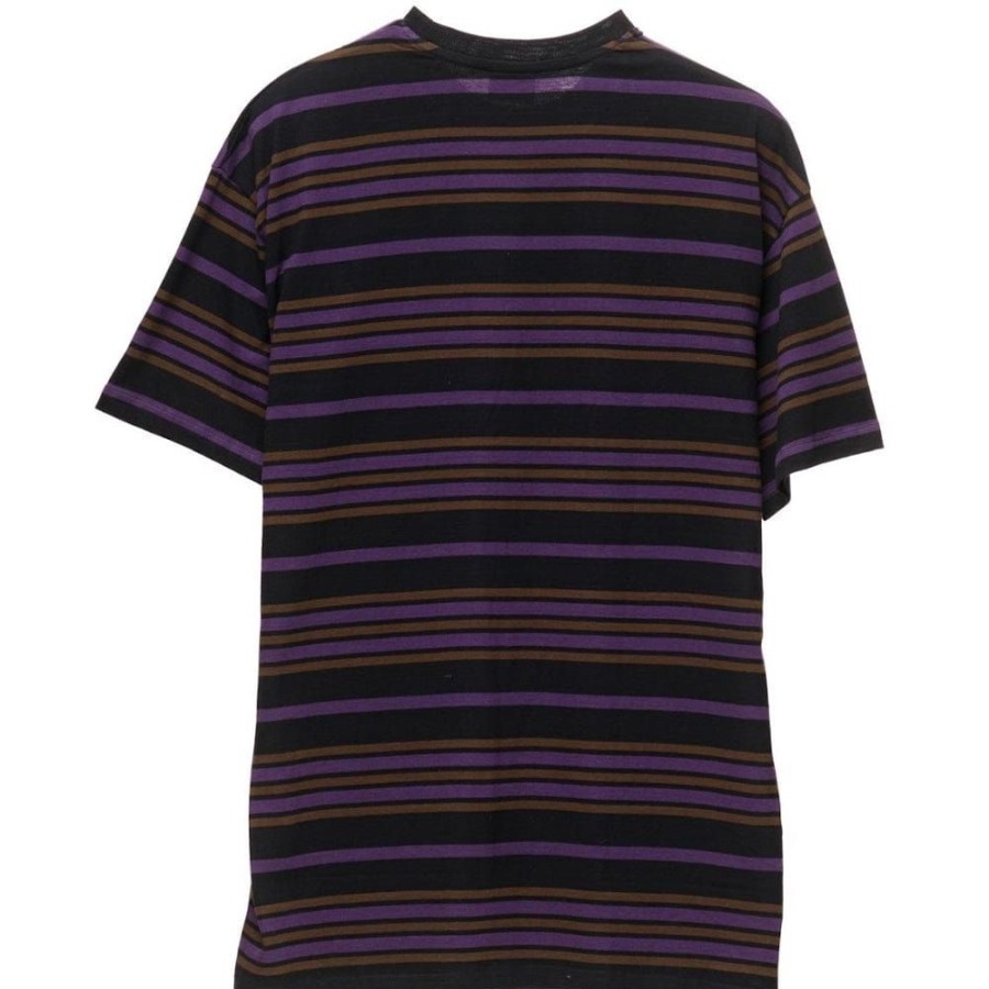 Men Stussy Tees | Stussy Alton Stripe Tee - Black / Purple