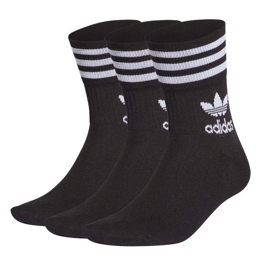 Men Adidas Socks | Adidas Mid Cut Crew Sock 3 Pack Gd3576 - Black / White