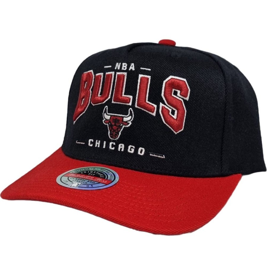 Men Mitchell u0026 Ness Snapback | Mitchell & Ness Headline Arch Classic Redline Stretch Snapback Chicago Bulls - Black / Red