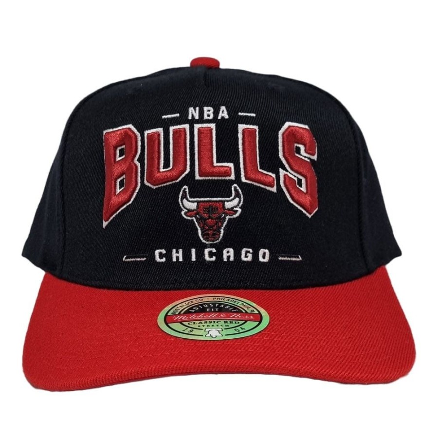 Men Mitchell u0026 Ness Snapback | Mitchell & Ness Headline Arch Classic Redline Stretch Snapback Chicago Bulls - Black / Red