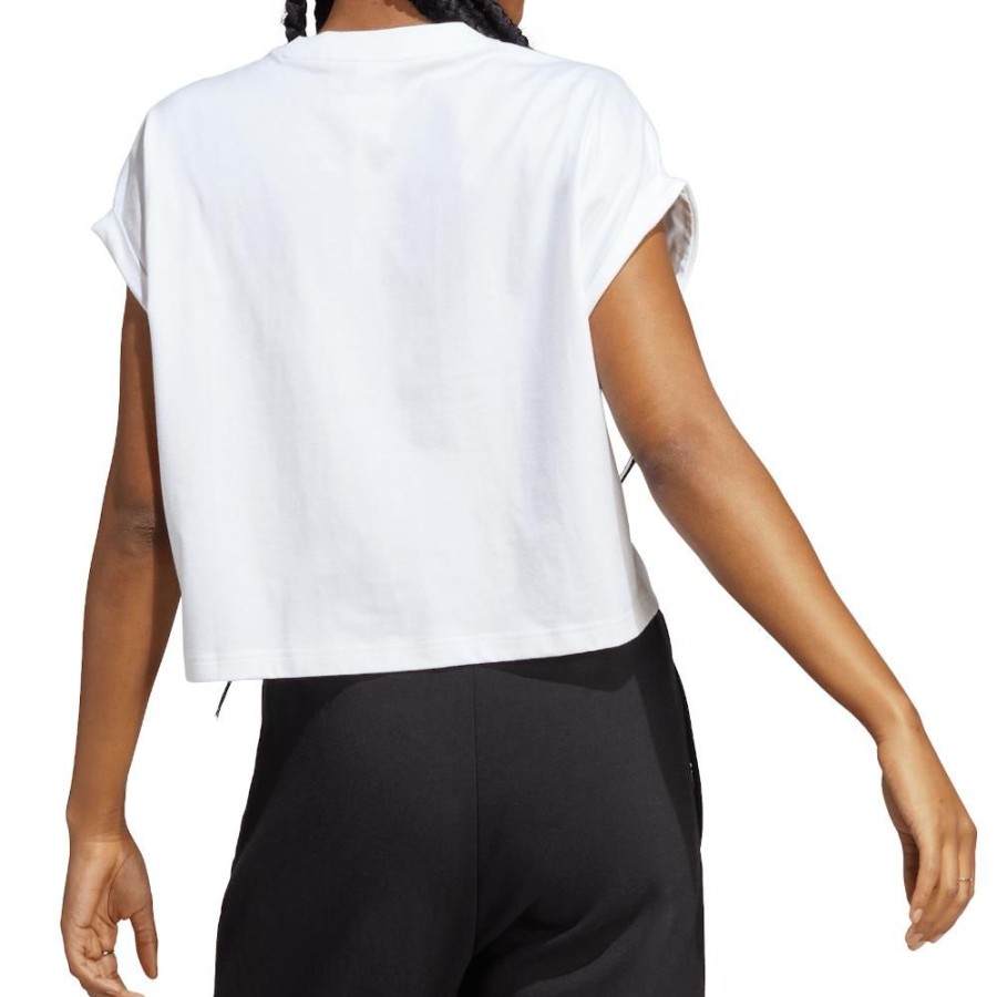 Women Adidas Tops | Adidas Womens Short Trefoil Tee - White