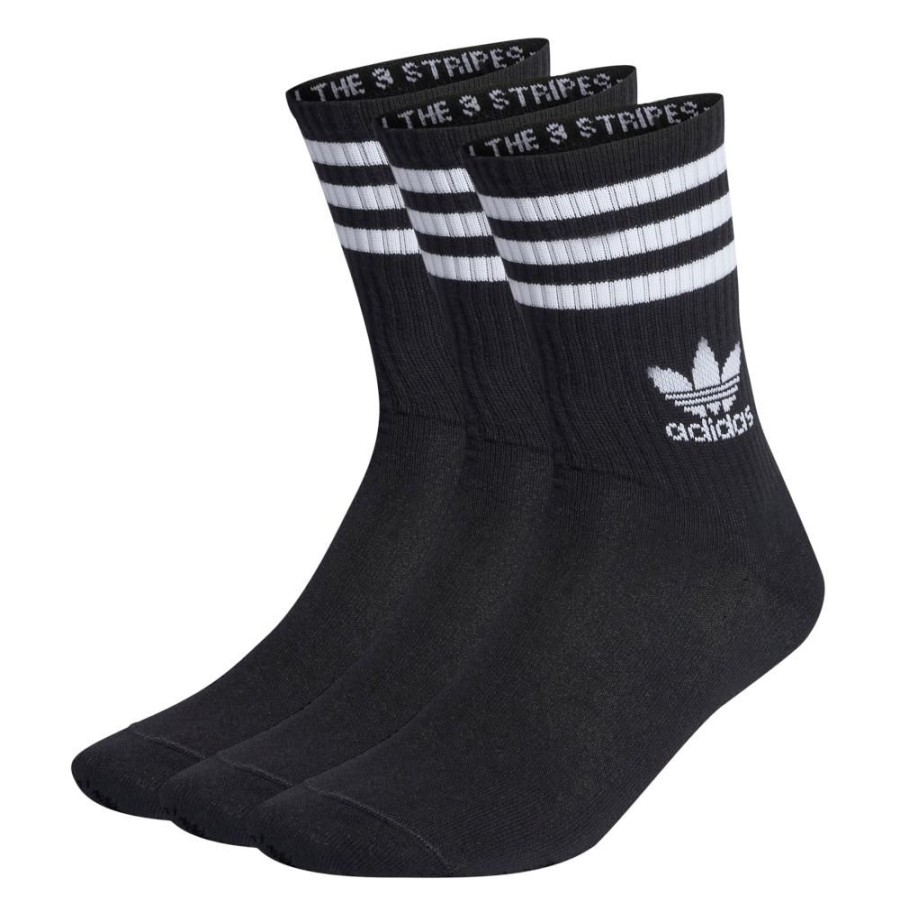 Men Adidas Socks | Adidas Mid Cut Crew Sock 3 Pack Il5022 - Black / White